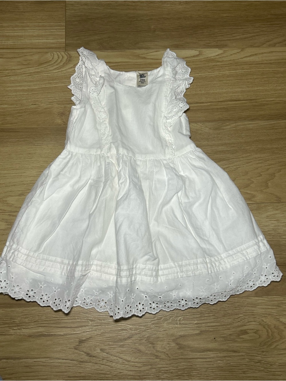 Classic White Eyelet Ruffle Girls' Formal Dress